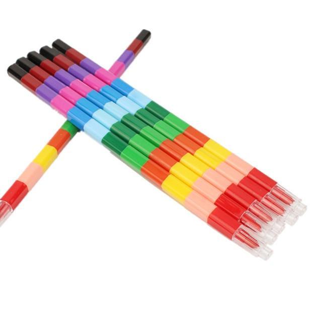 12-Color Building Block Crayon Bar – Stackable, Non-Toxic, Toddler-Safe Fun