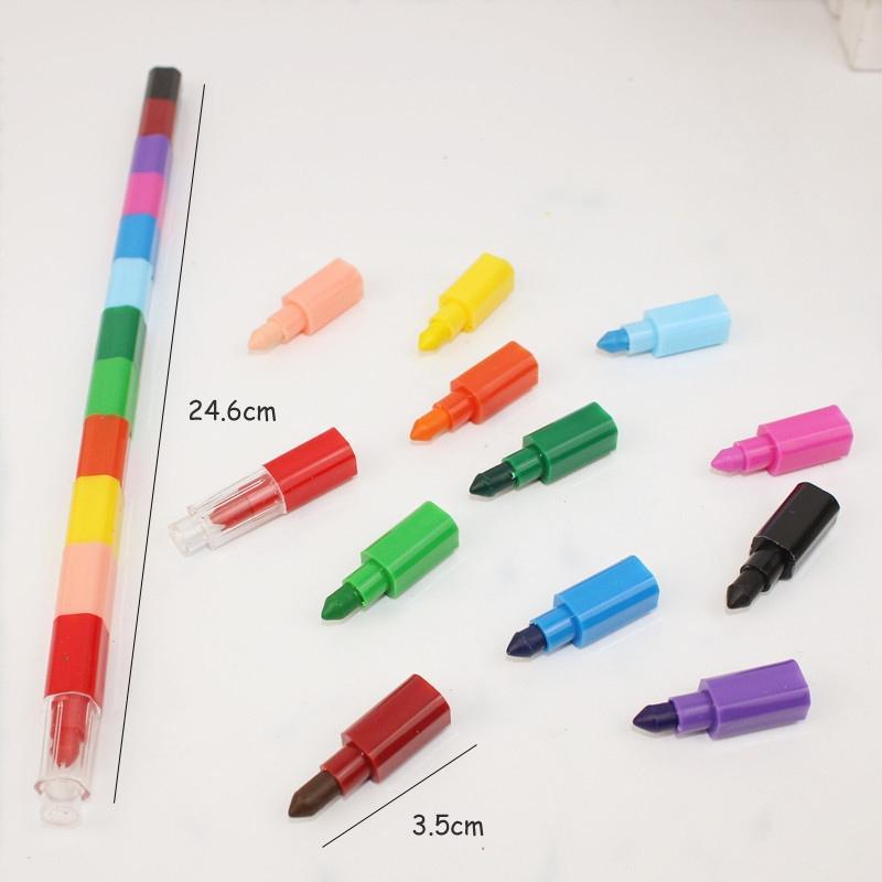 12-Color Building Block Crayon Bar – Stackable, Non-Toxic, Toddler-Safe Fun