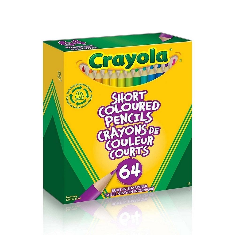 Crayola 64 Short Colored Pencils – Built-In Sharpener | Full Spectrum for Creative Kids