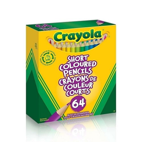 Crayola 64 Short Colored Pencils – Built-In Sharpener | Full Spectrum for Creative Kids