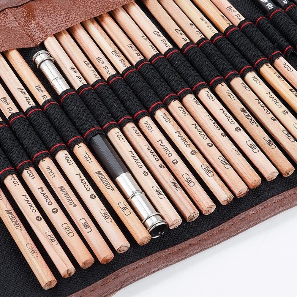 29-Piece Pro Artist Sketch Kit – Pencils, Charcoal & Travel Roll for Creative Adventures