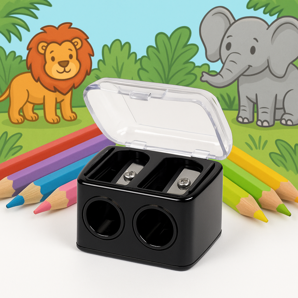 Double Pencil Sharpener – Small & Large Size for Colored Pencils, Crayons & Art Supplies