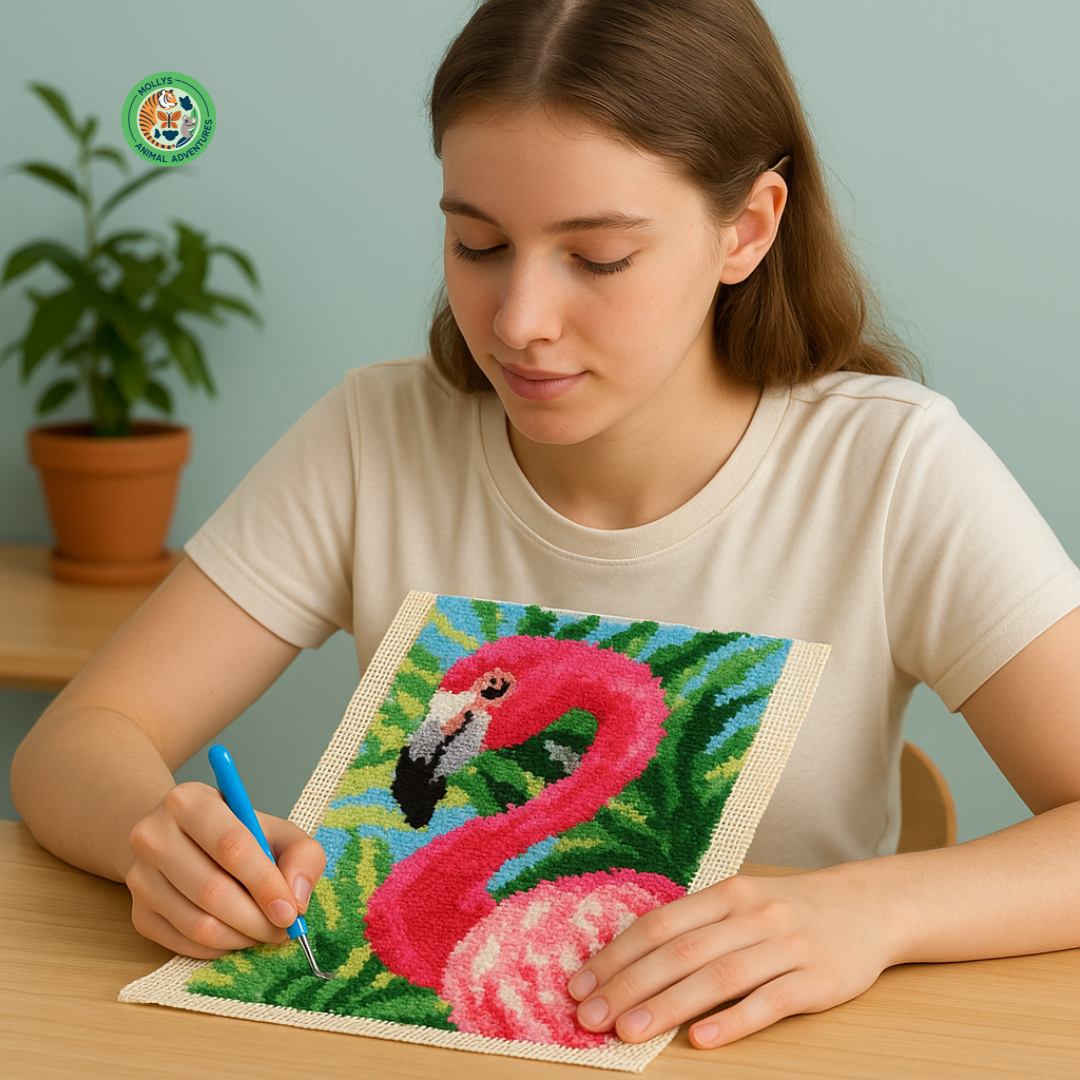 Latch Hook Rug Kit – Tropical Flamingo (DIY Craft Kit)