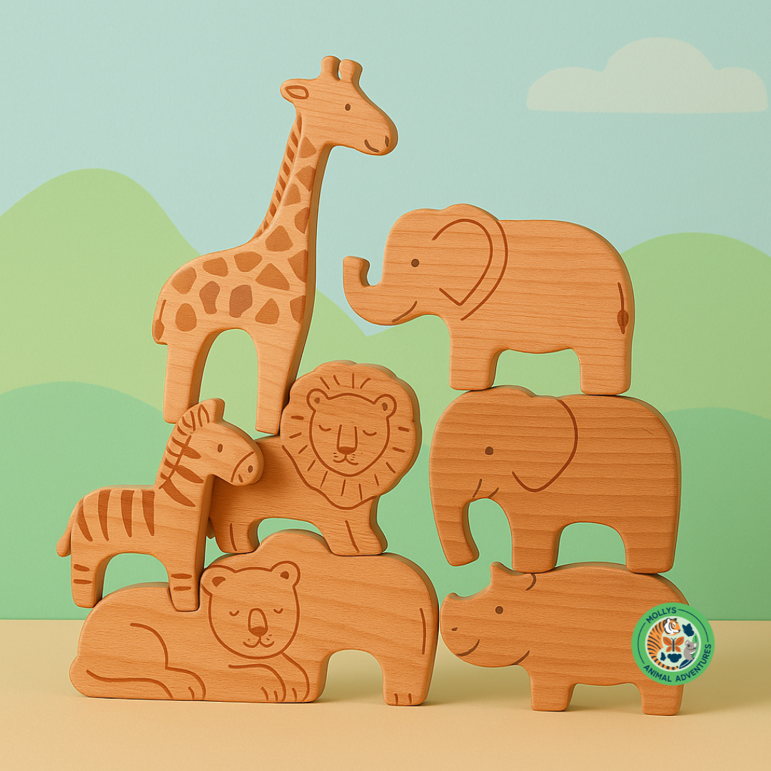 Wooden Safari Animal Set – Eco-Friendly Jungle Play for Curious Kids