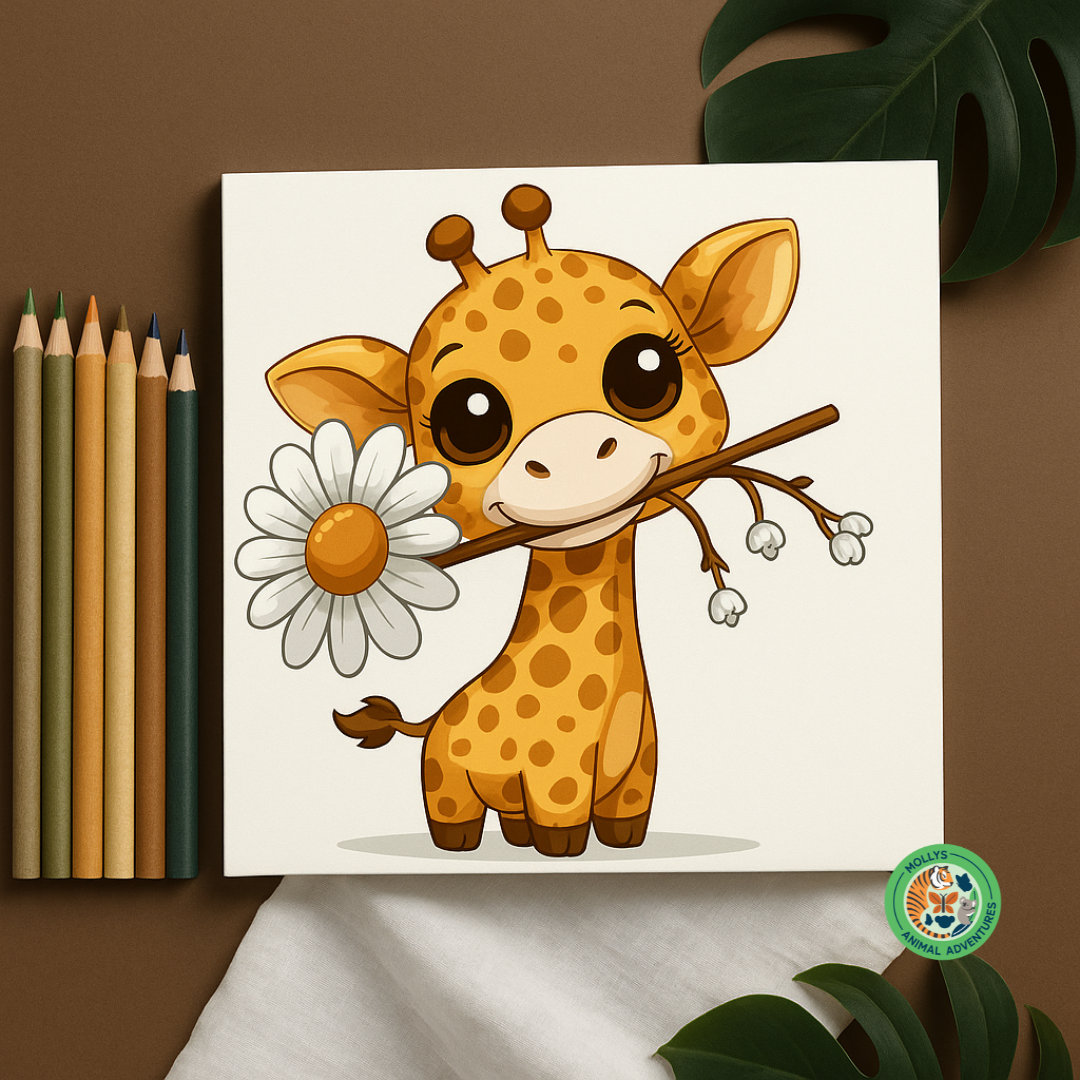 DIY Paint by Number – Giraffe Animal Canvas Art Kit (No Frame, 8x8 in)