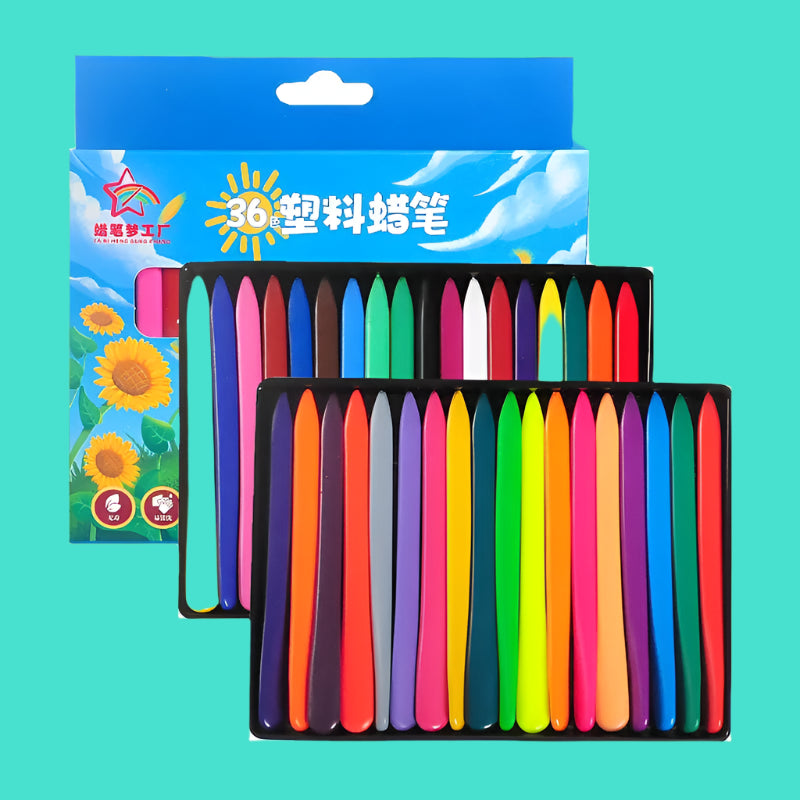 Rainbow Smooth Oil Crayons – No-Mess Washable Painting Sticks for Kids (36 Colors)