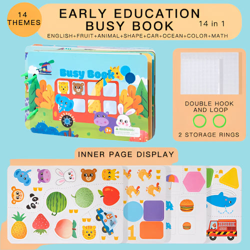 Enlighten Busy Book – Montessori Quiet Sticker Puzzle Book for Kids