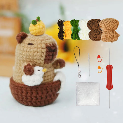 Capybara Crochet Kit – DIY Animal Craft Set for Beginners & Kids