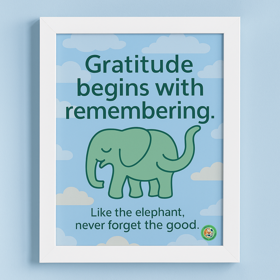 Gratitude Begins with Remembering – Elephant Wall Art for Kids