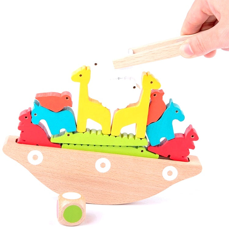 Animal Balance Challenge – Montessori Wooden Stacking Game for Kids