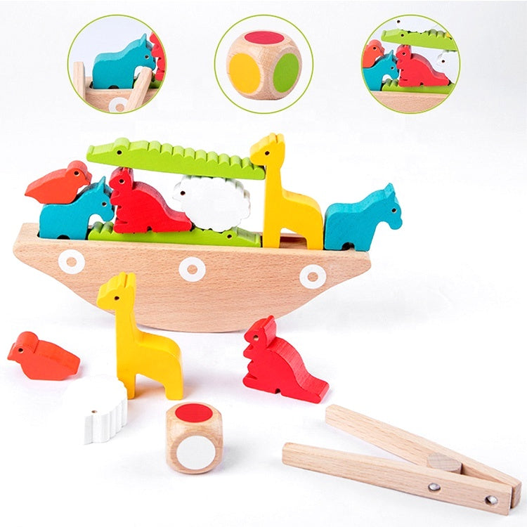 Animal Balance Challenge – Montessori Wooden Stacking Game for Kids