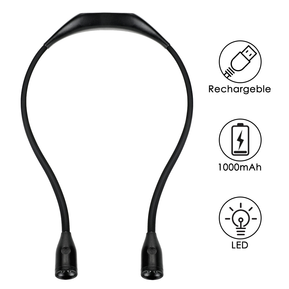 Hands-Free LED Neck Reading Light – USB Rechargeable, Adjustable & Travel-Friendly