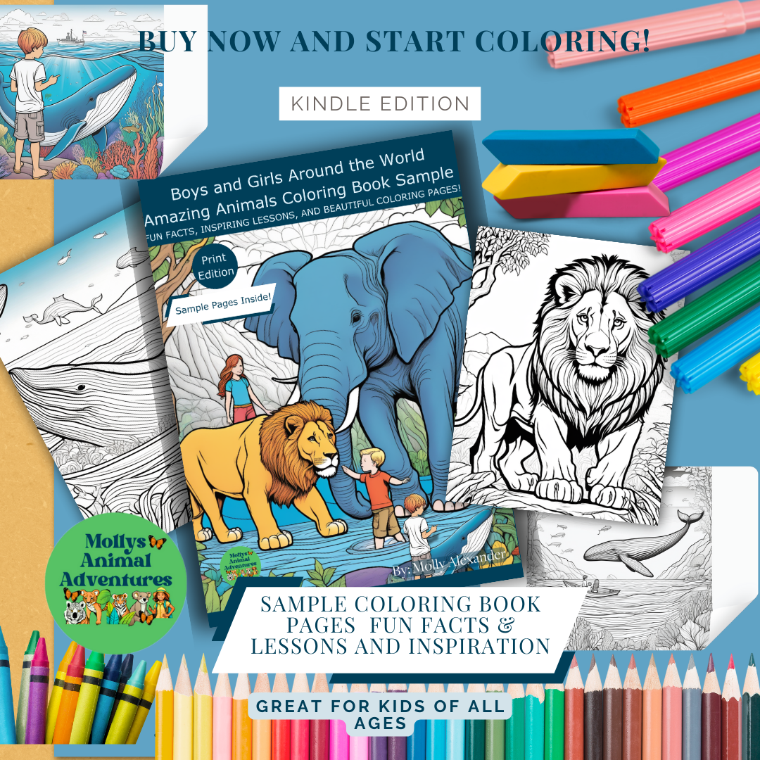 Boys and Girls Around The World: Amazing Animals Coloring Book Sample-Kindle Edition