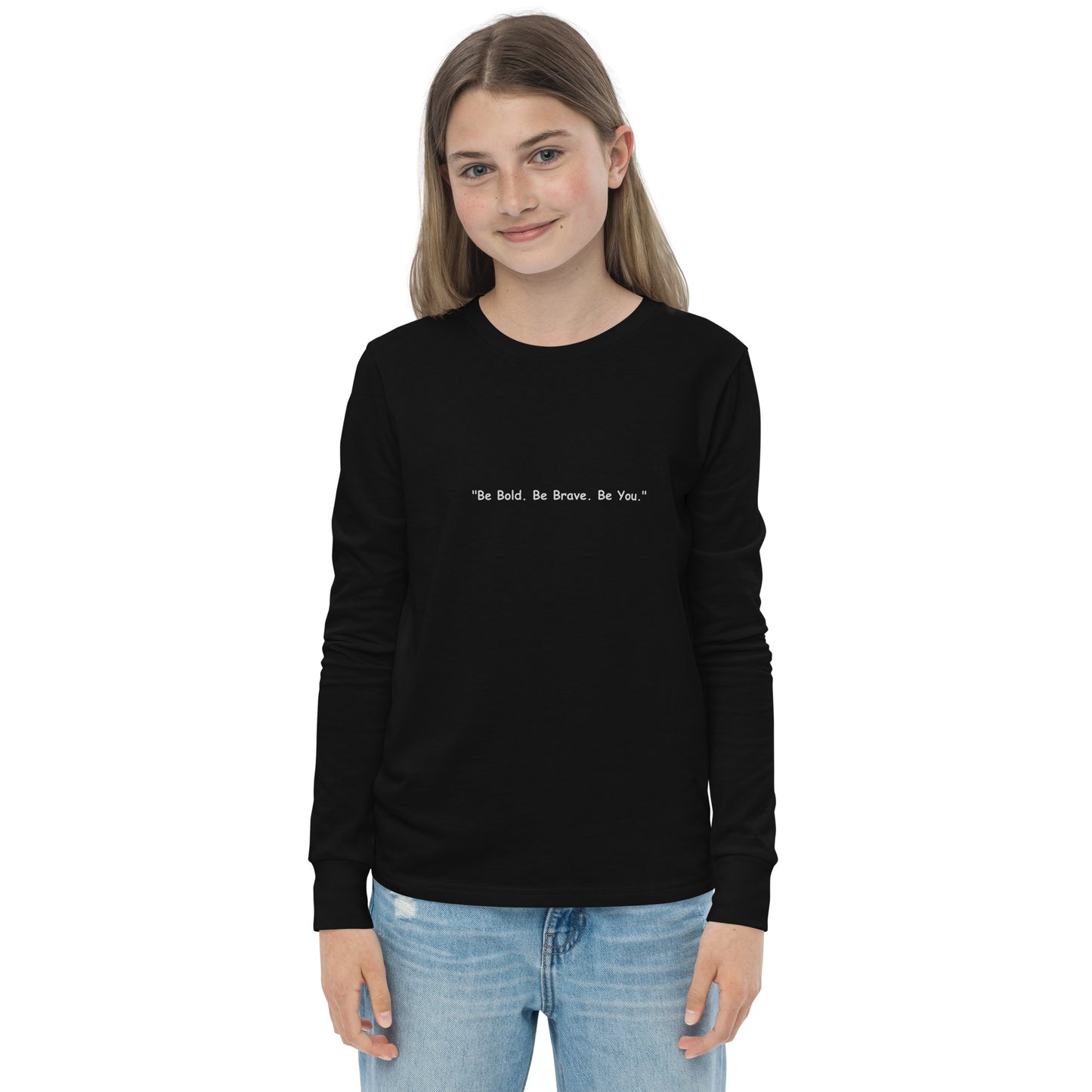 Girls' Inspirational T-Shirt: "Be Bold Be Brave Be You" with Lion Design