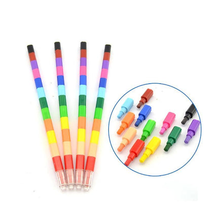 12-Color Building Block Crayon Bar – Stackable, Non-Toxic, Toddler-Safe Fun