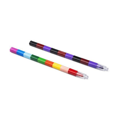 12-Color Building Block Crayon Bar – Stackable, Non-Toxic, Toddler-Safe Fun