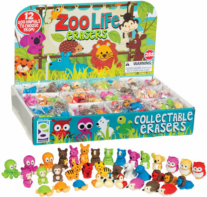Zoo Life 3D Animal Erasers – 288 Count | Collect, Trade & Create Your Own Zoo!