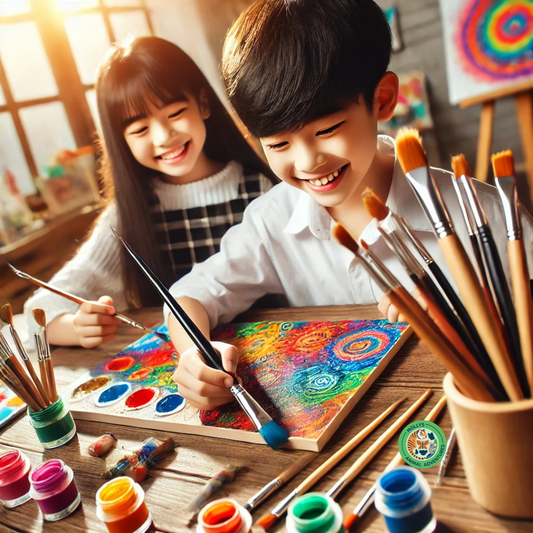 School Smart 085778 Young Artist Black Bristle Wood Handle Paint Brush