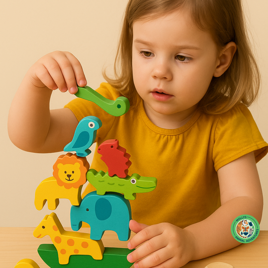 Animal Balance Challenge – Montessori Wooden Stacking Game for Kids