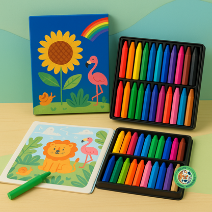 Rainbow Smooth Oil Crayons – No-Mess Washable Painting Sticks for Kids (36 Colors)