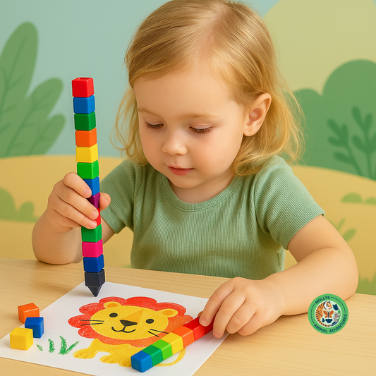 12-Color Building Block Crayon Bar – Stackable, Non-Toxic, Toddler-Safe Fun