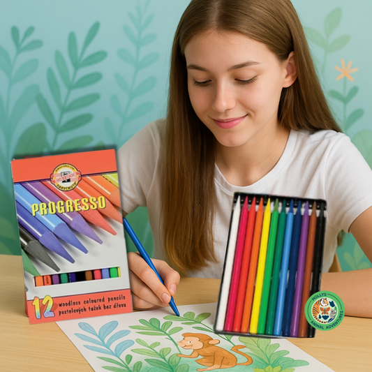 Progresso Woodless Color Pencils – 12-Color Set for Bold, Smooth Art