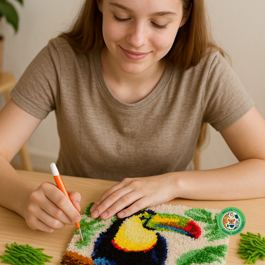 Latch Hook Rug Kit – Vibrant Jungle Toucan (DIY Craft Kit)