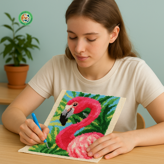 Latch Hook Rug Kit – Tropical Flamingo (DIY Craft Kit)