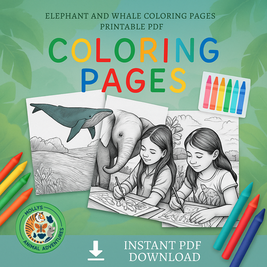 Elephant and Whale Coloring Pages - Printable PDF