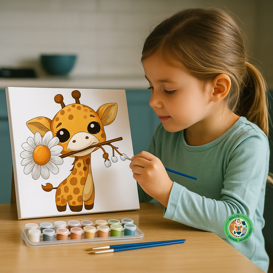 DIY Paint by Number – Giraffe Animal Canvas Art Kit (No Frame, 8x8 in)