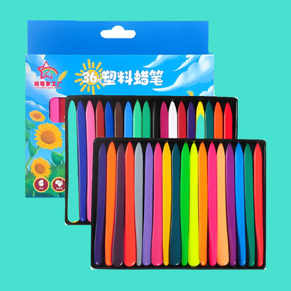 Rainbow Smooth Oil Crayons – No-Mess Washable Painting Sticks for Kids (36 Colors)