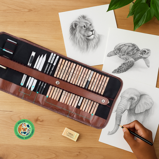 29-Piece Pro Artist Sketch Kit – Pencils, Charcoal & Travel Roll for Creative Adventures