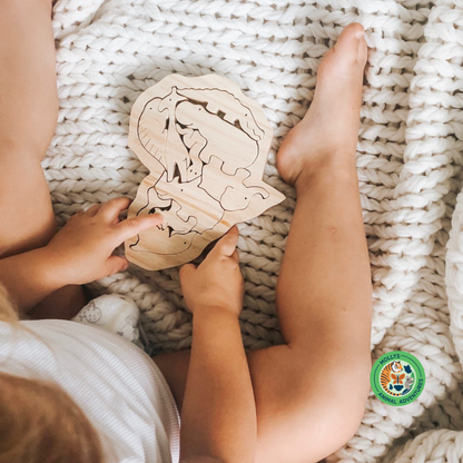 Afriland Montessori Wooden Puzzle – Learn African Animals Through Play (10-Piece Set)