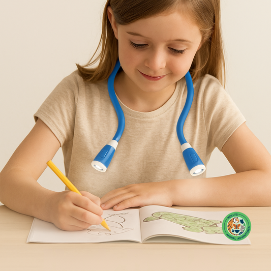 Hands-Free LED Neck Light for Kids – Flexible Book Light for Reading, Coloring & Night Adventures