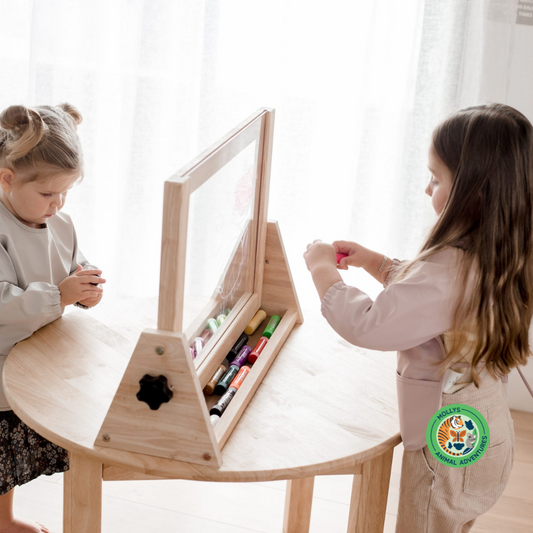 4 in 1 Table Easel for Kids – Whiteboard, Chalkboard, Magnetic Board, and Acrylic Paint Board | Made from Australian Timber
