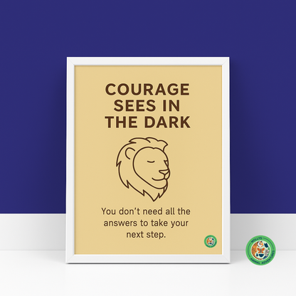 Courage Sees in the Dark – Framed Inspirational Animal Print Wall Art