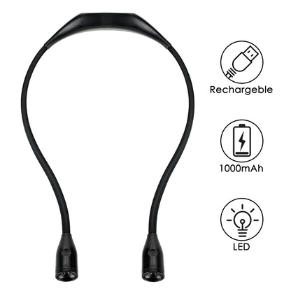 Hands-Free LED Neck Reading Light – USB Rechargeable, Adjustable & Travel-Friendly